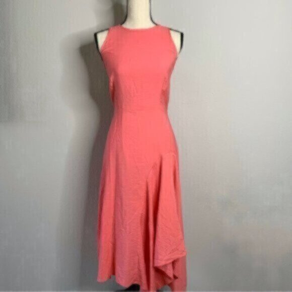 NWT Ann Taylor Coral Asymmetrical Flowy Flare Dress - Picture 5 of 13